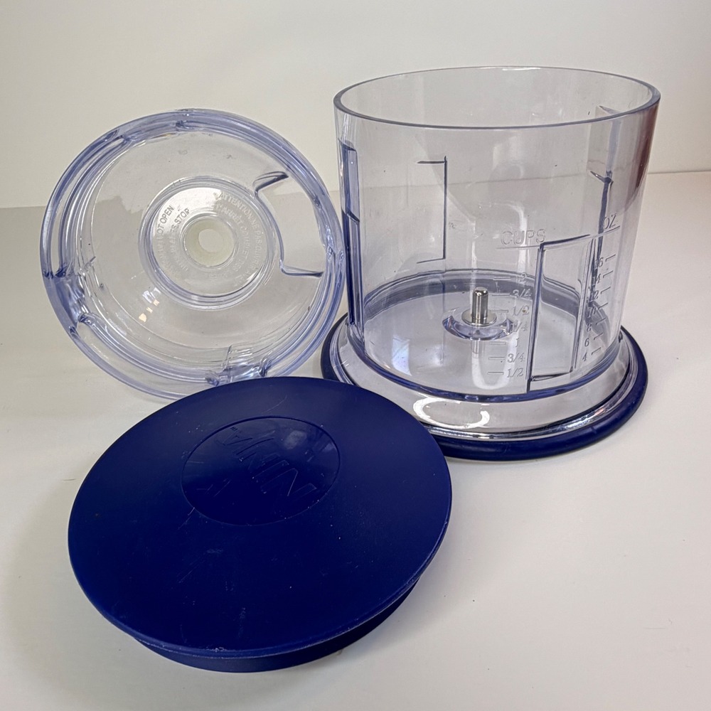 Ninja Master Prep 16 oz Chopper Bowl Splash Guard and Storage Lid Blue Clear